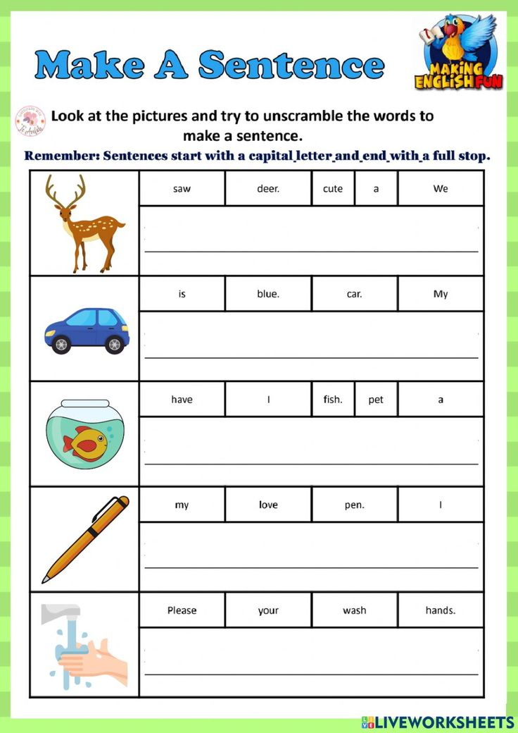 30 Rearrange Sentences Worksheets Kindergarten