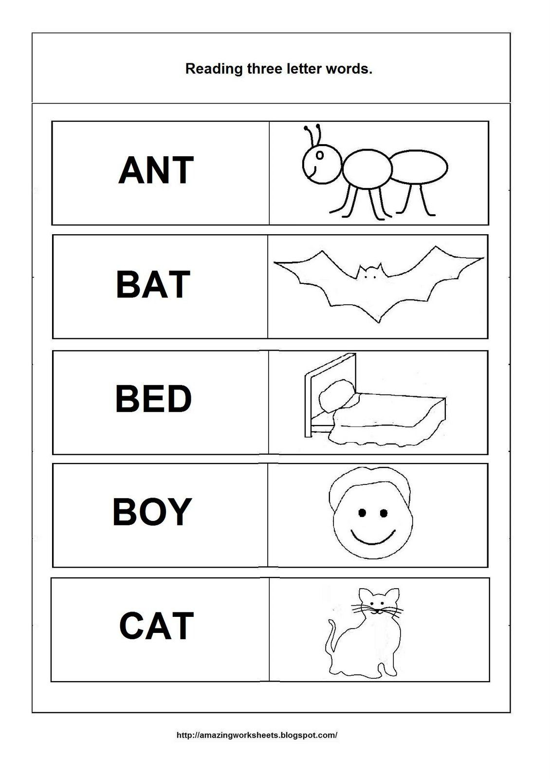 30 Three Letter Words Worksheets Reading Kindergarten