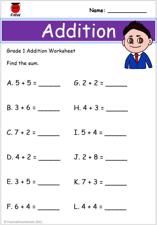 30 Worksheets For Grade 1 Maths Addition