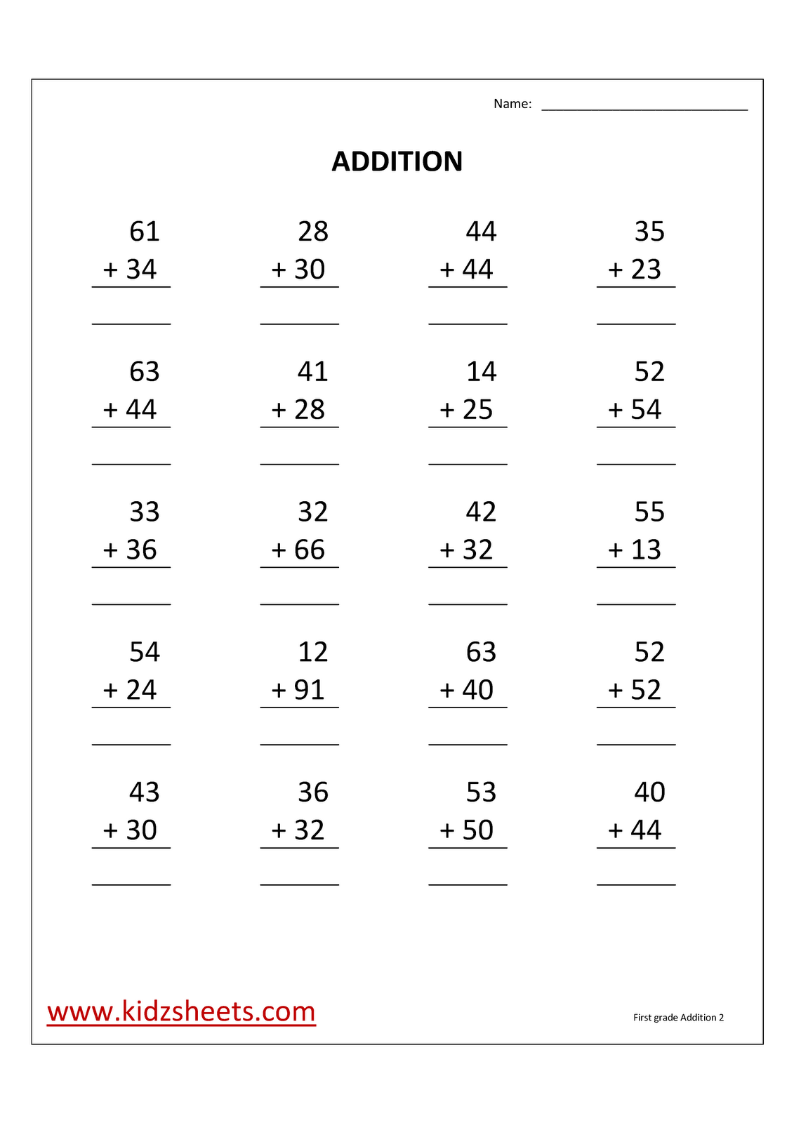 30 Worksheets For Grade 1 Maths Addition