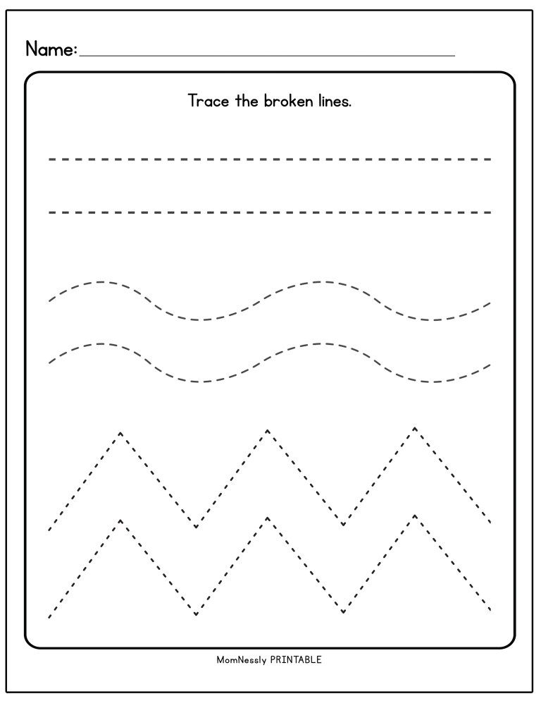 30 Worksheets For Kindergarten Line Trace