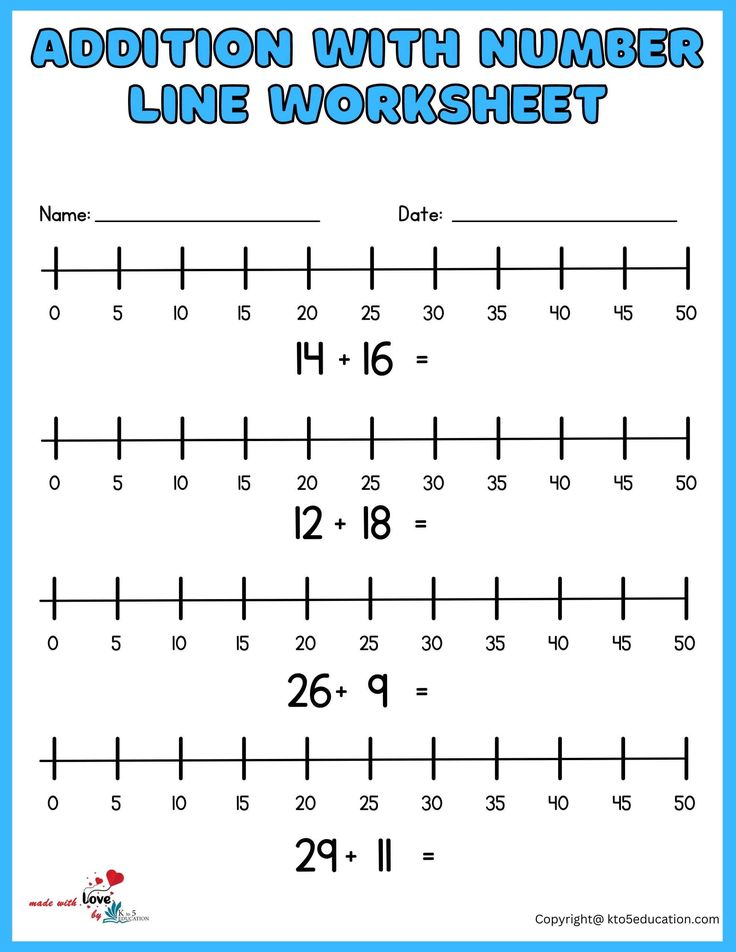 35 Addition Worksheets With Number Line