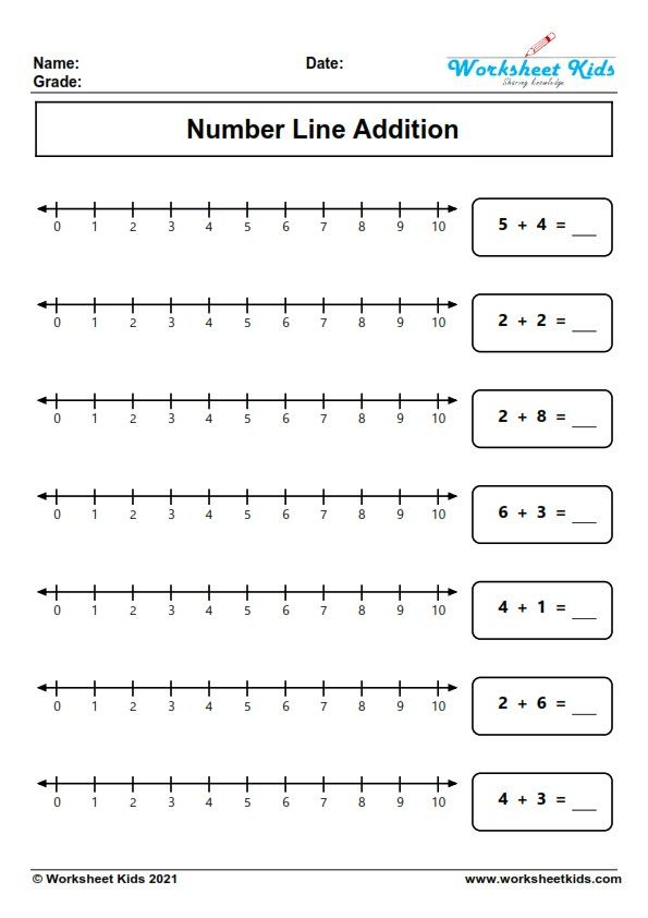 35 Addition Worksheets With Number Line