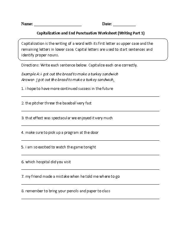 35 Capitalization Worksheets Grade 6