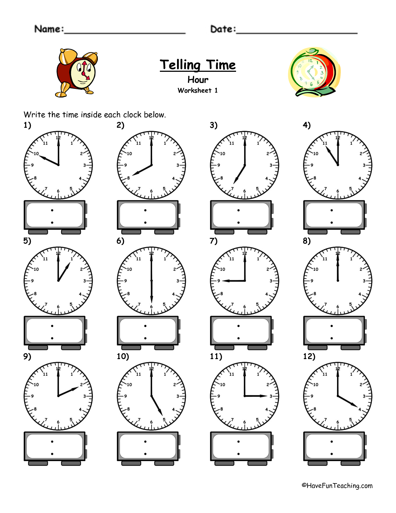 35 Clock Printable For Kids Math Worksheets