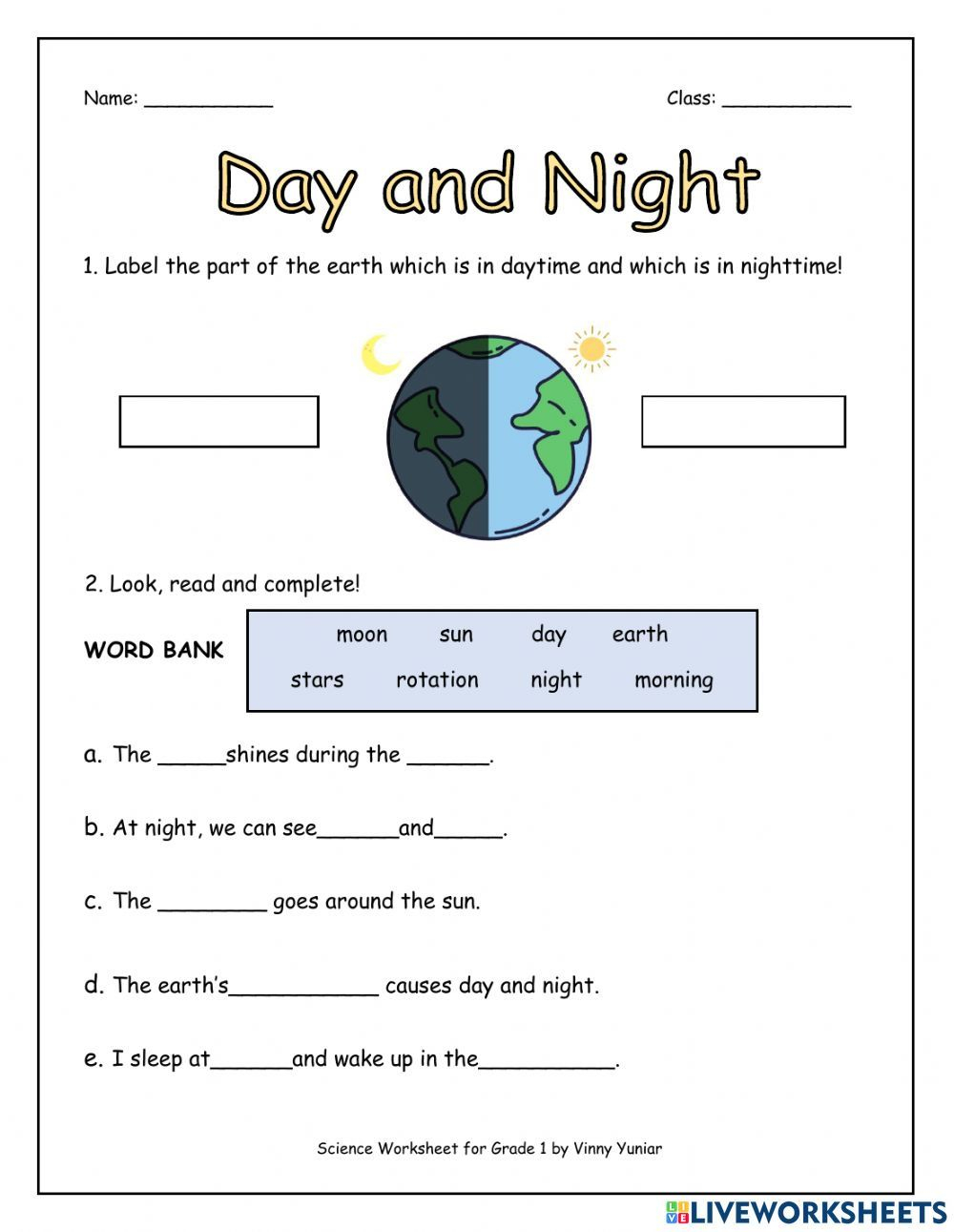 35 Day And Night Worksheets Kindergarten Free