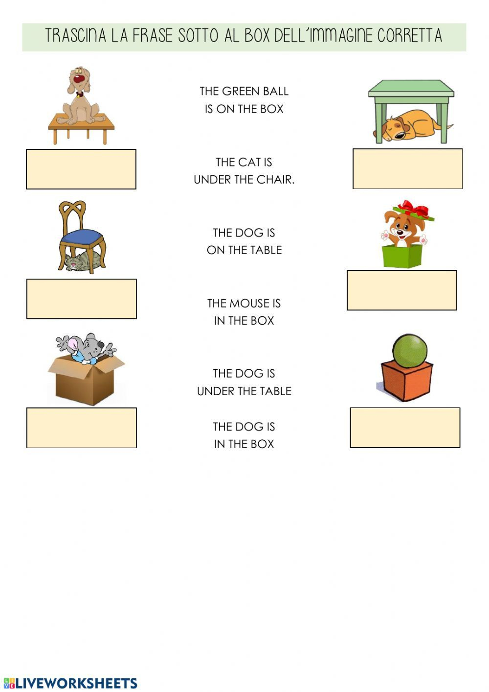 35 English Worksheets For Kindergarten In On Under