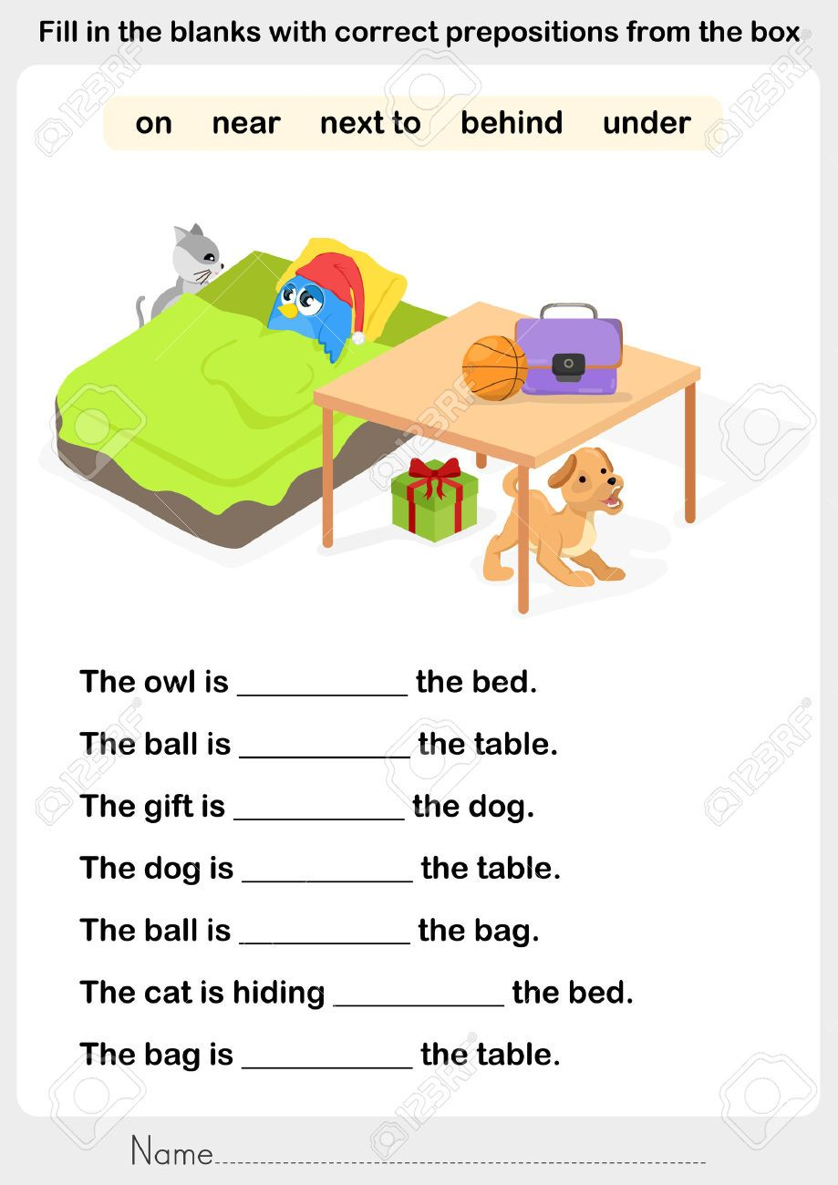 35 English Worksheets For Kindergarten In On Under