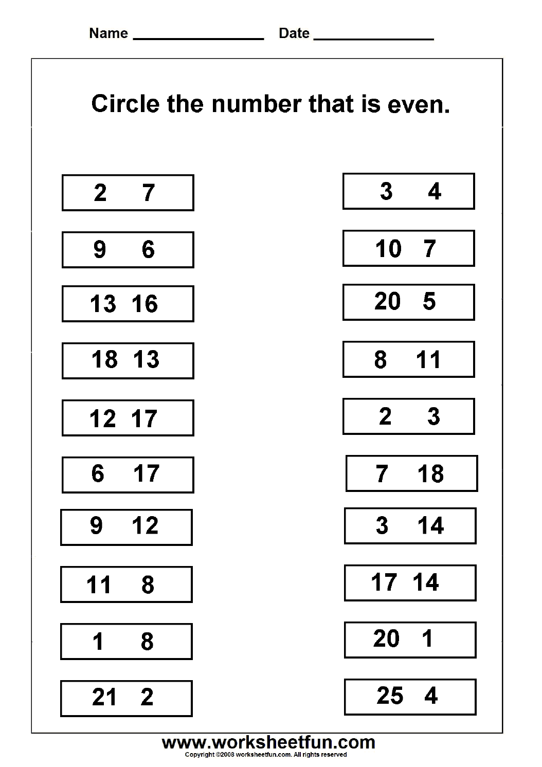 35 Even And Odd Numbers Worksheets Kindergarten