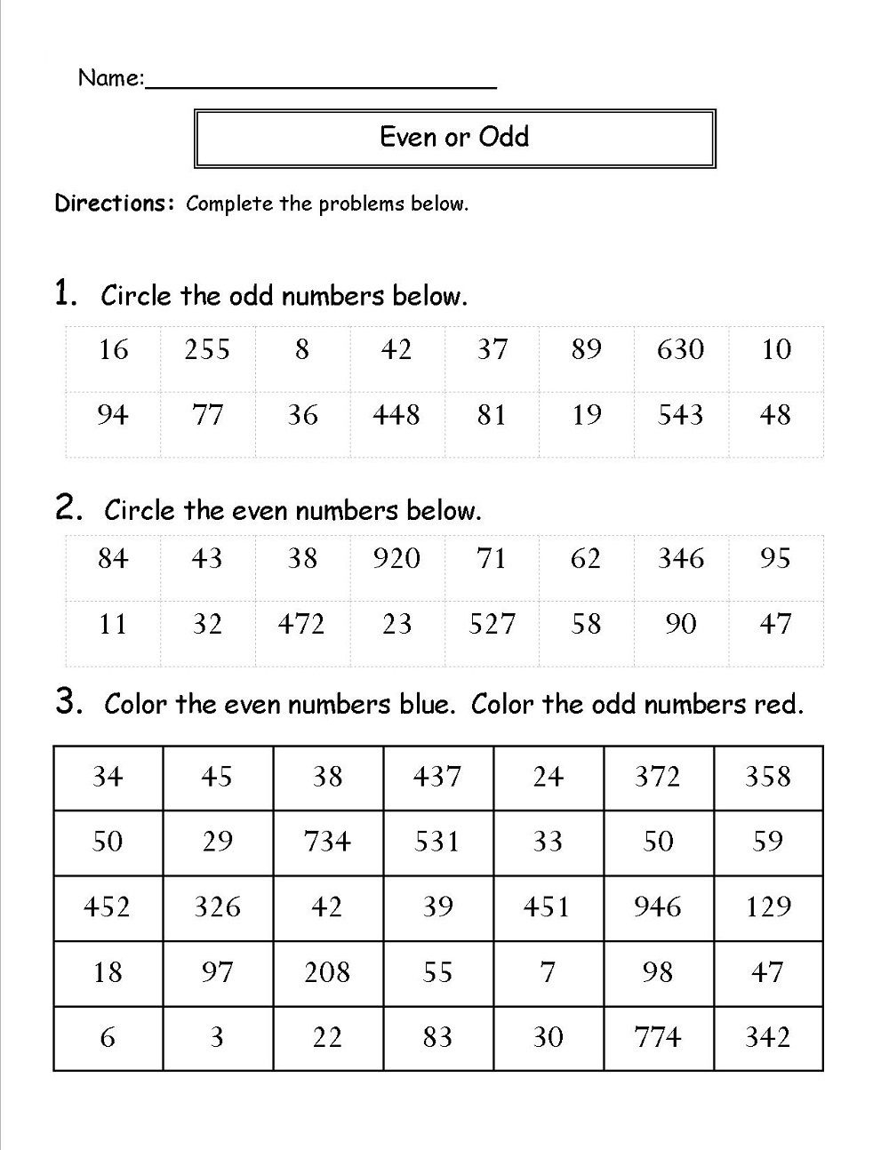 35 Even And Odd Numbers Worksheets Kindergarten