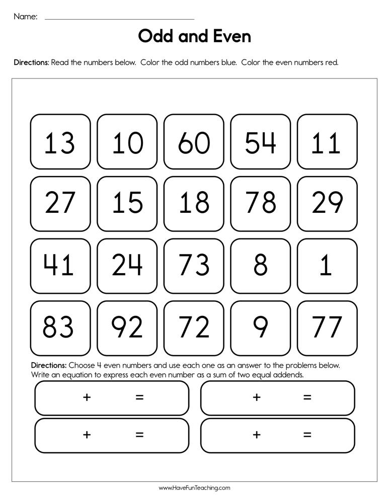 35 Even And Odd Numbers Worksheets Kindergarten