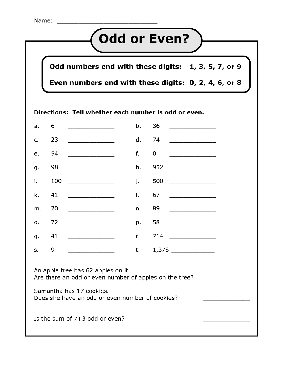 35 Even And Odd Numbers Worksheets Kindergarten