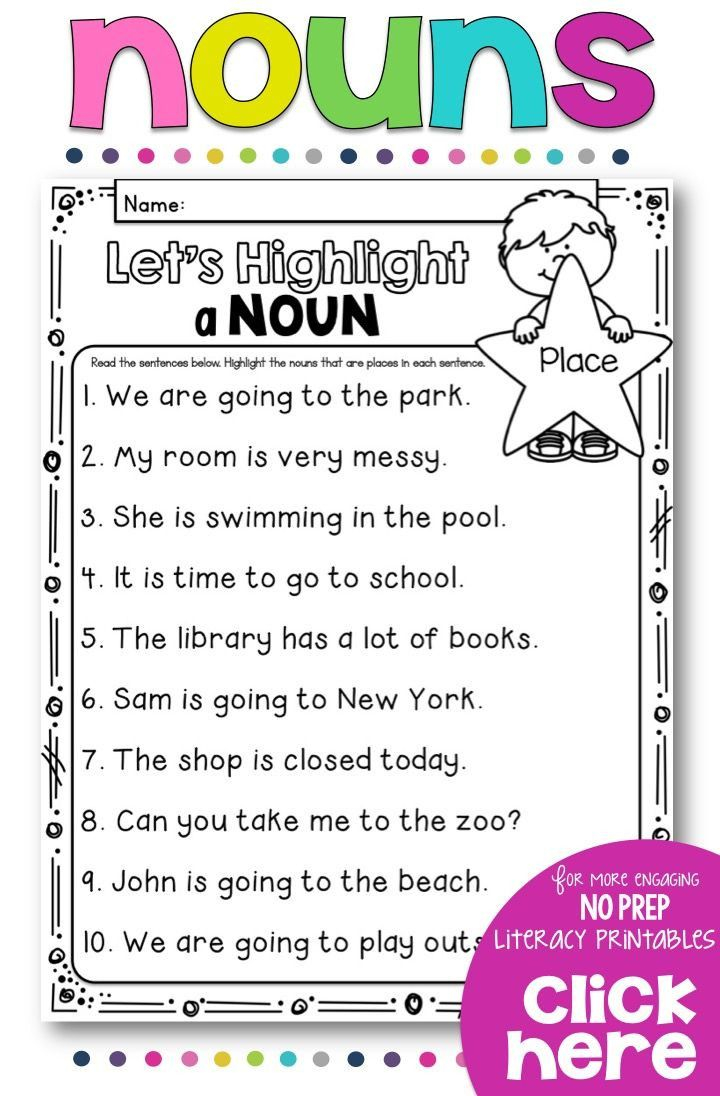 35 Grade 1 English Worksheets Noun