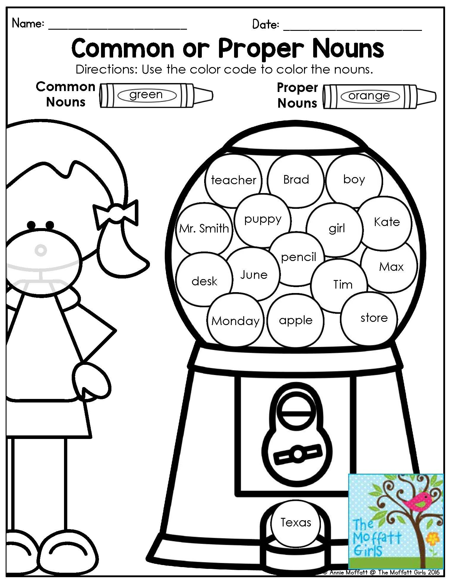 35 Grade 1 English Worksheets Noun