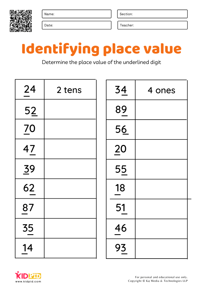 35 Grade 1 Math Worksheets Place Value