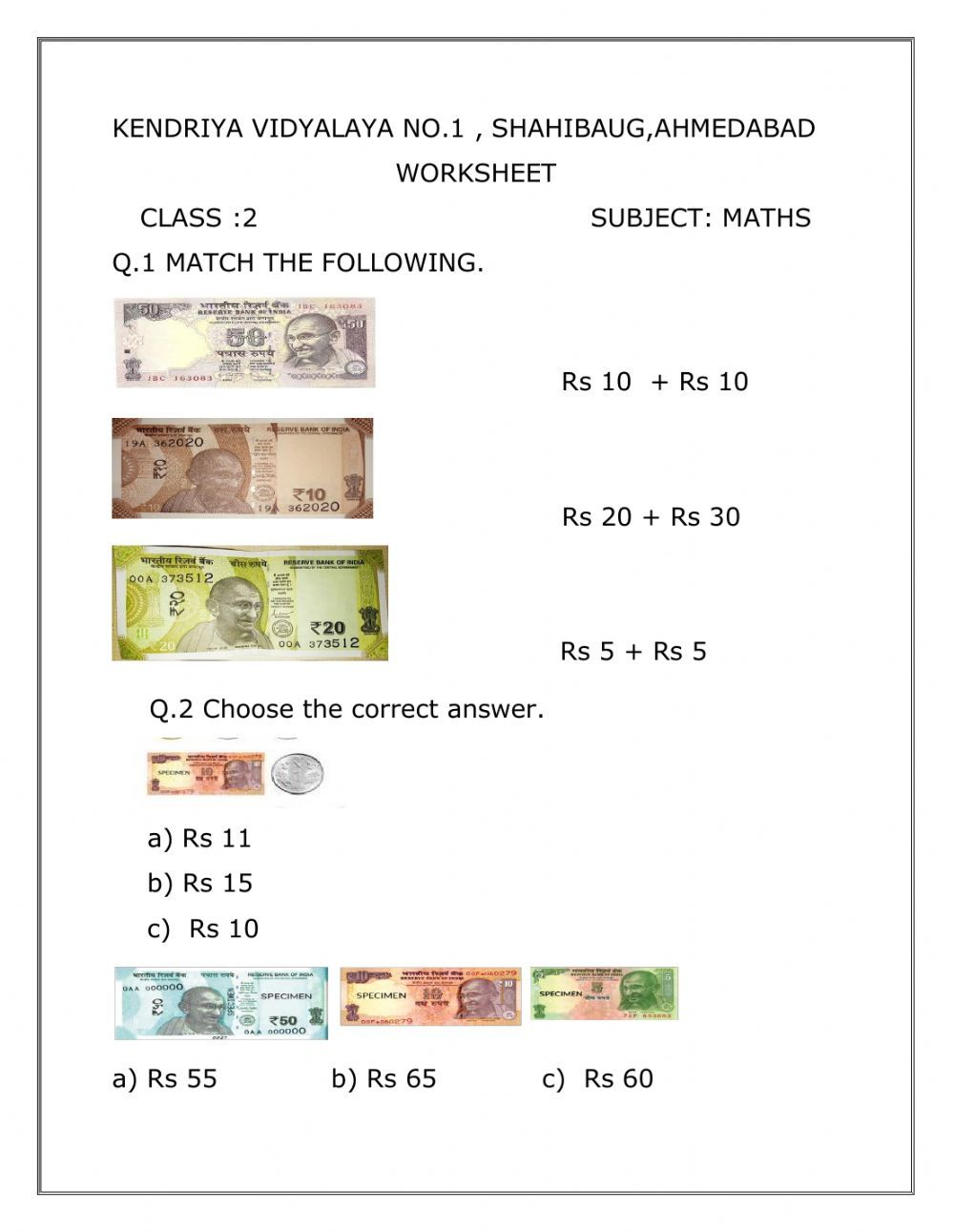 35 Indian Money Worksheets 2Nd Grade Math