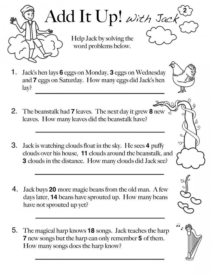 35 Kindergarten Math Worksheets Addition Word Problems