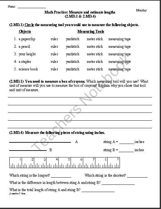 35 Length Worksheets 2Nd Grade