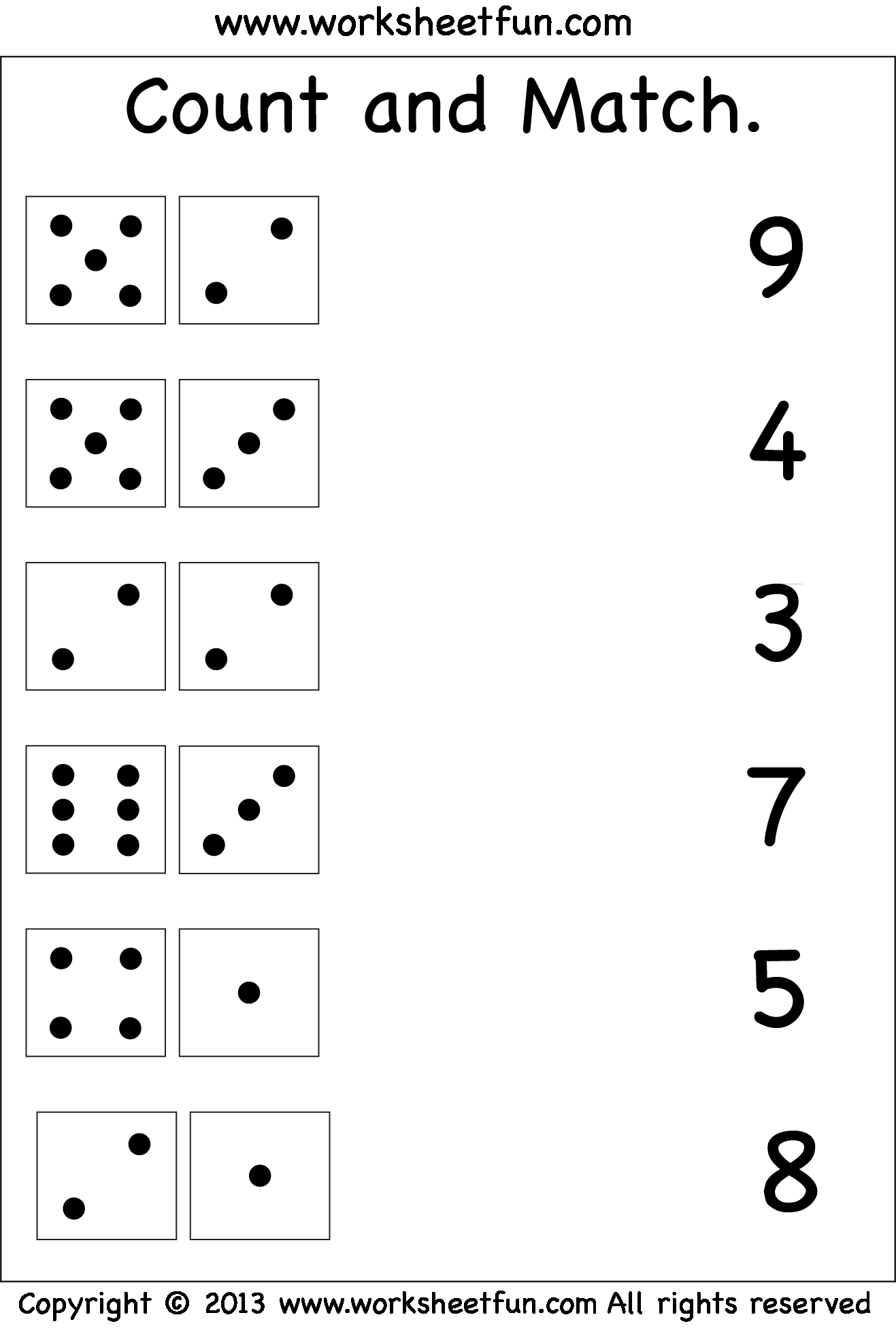 35 Matching Numbers Worksheets For Kindergarten