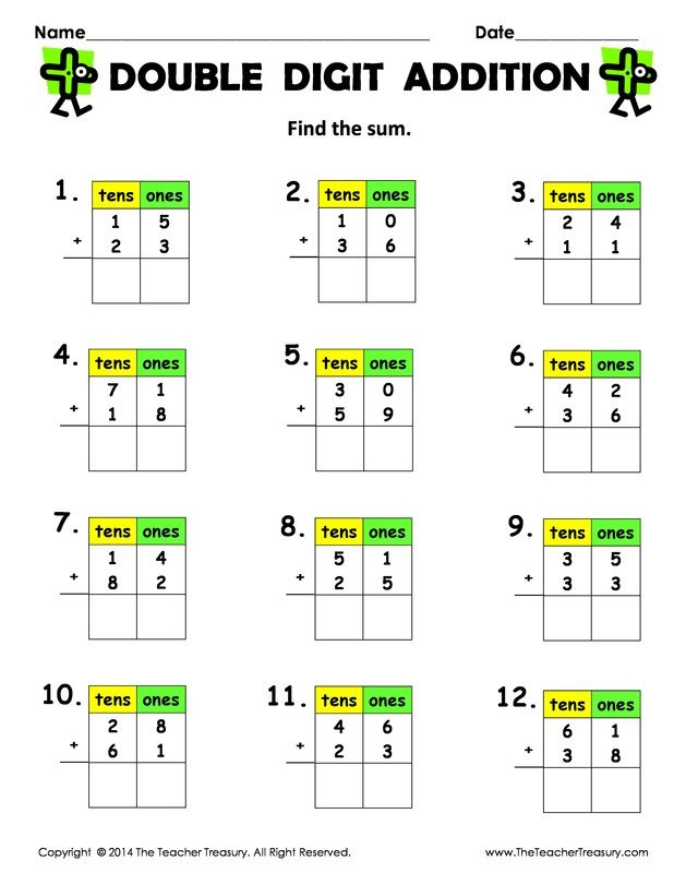 35 Math Worksheets 2 Digit Addition