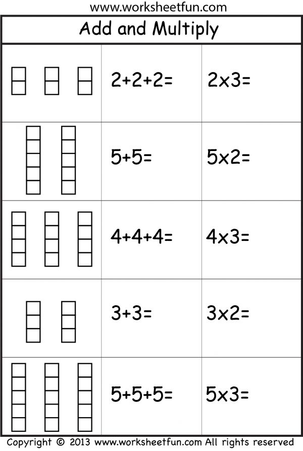 35 Multiplication Grade 1 Math Worksheets