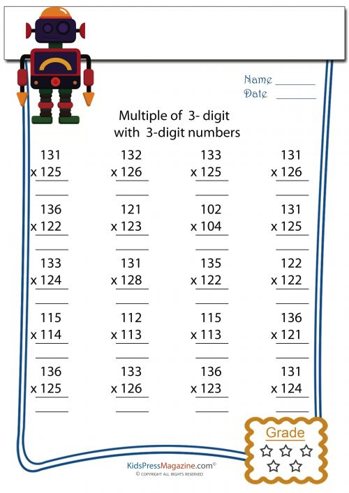 35 Multiplication Worksheets 3 Digit By 1 Digit