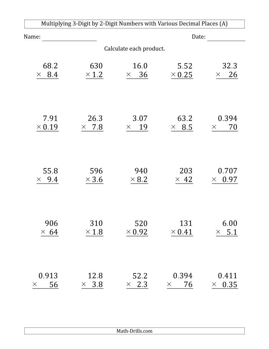 35 Multiplication Worksheets 3 Digit By 1 Digit