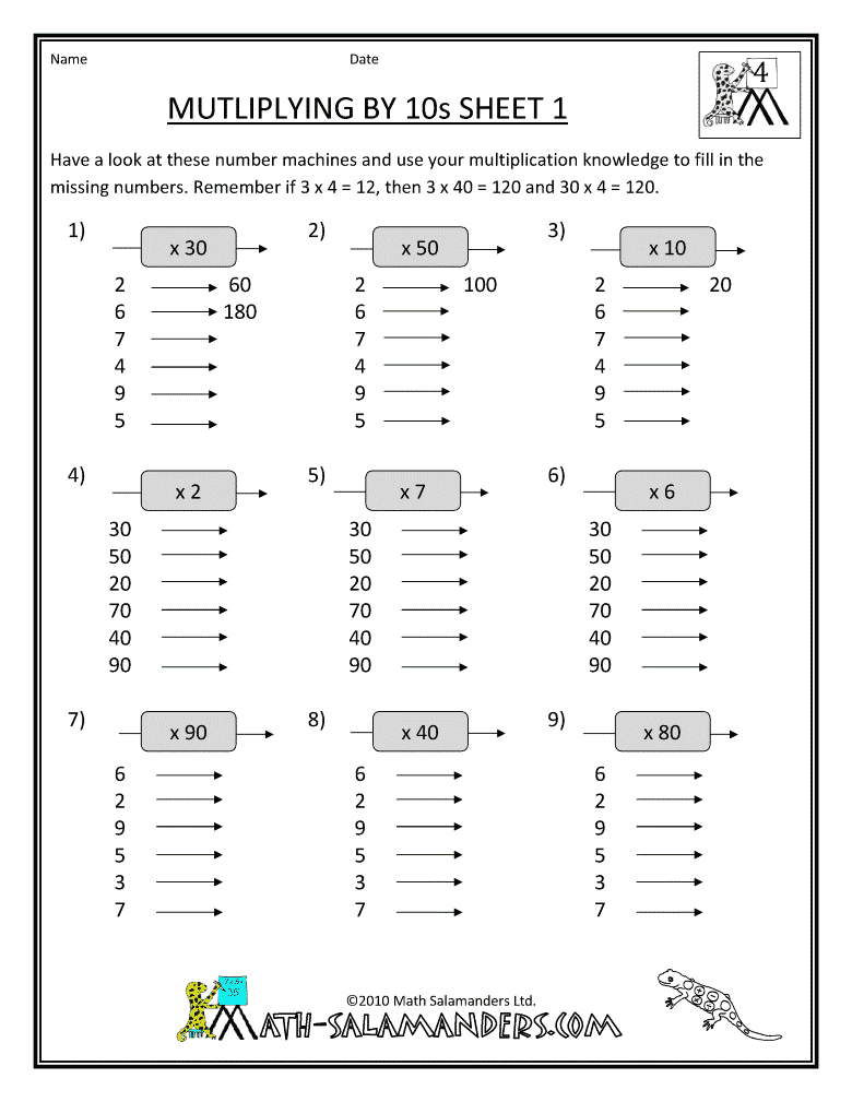 35 Multiplication Worksheets 4Th Grade With Answers