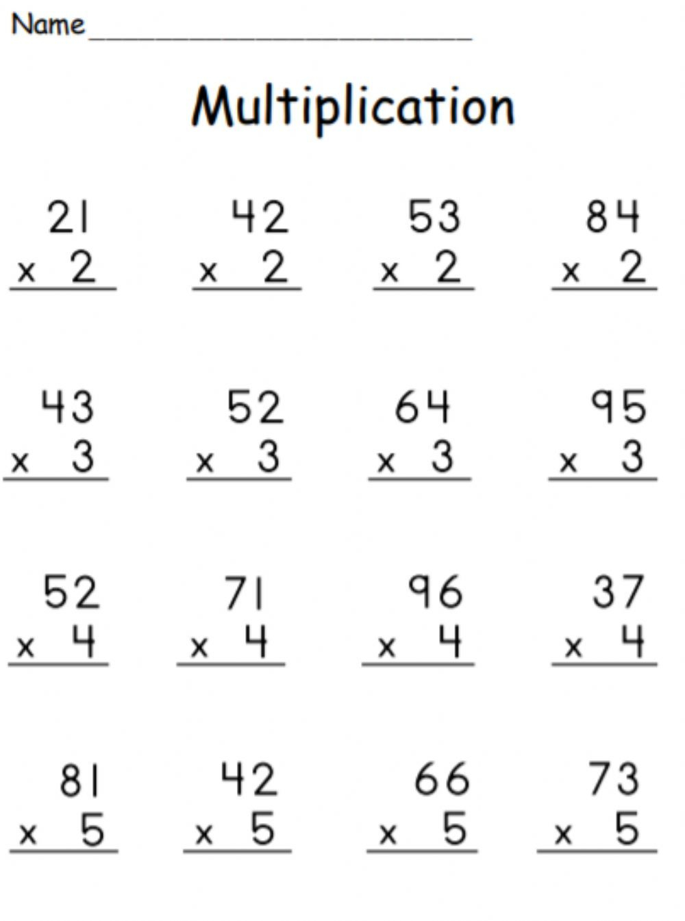 35 Multiplication Worksheets One Digit