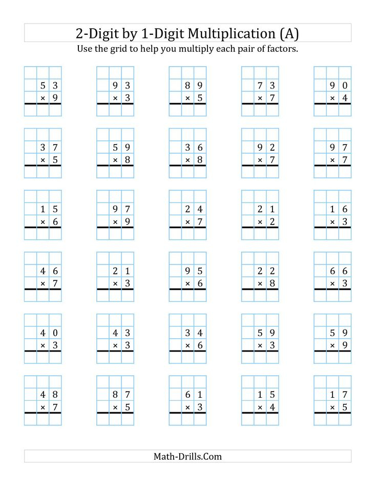 35 Multiplication Worksheets One Digit