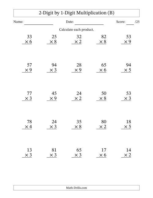 35 Multiplication Worksheets One Digit