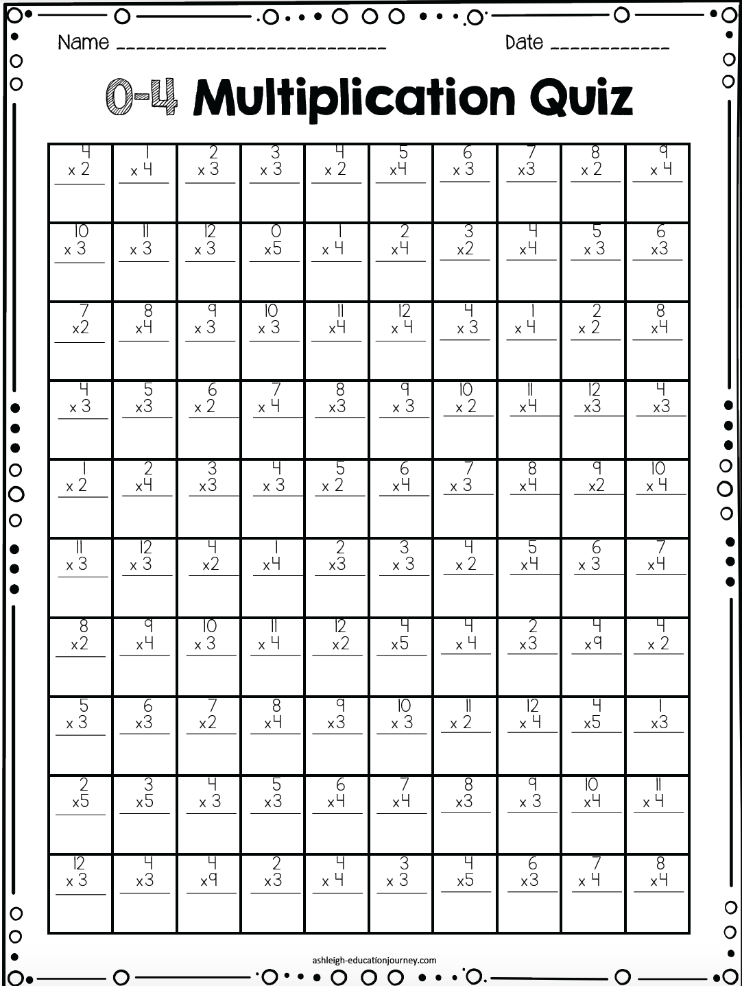 35 Multiplication Worksheets Up To 12