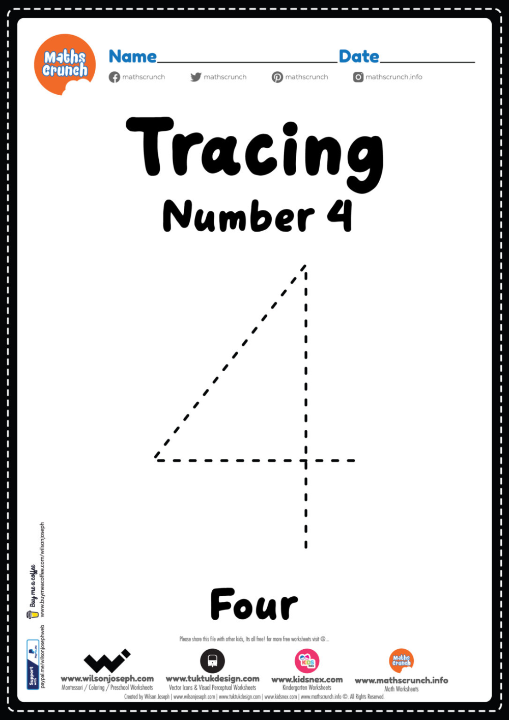 35 Number 4 Worksheets For Preschool Math