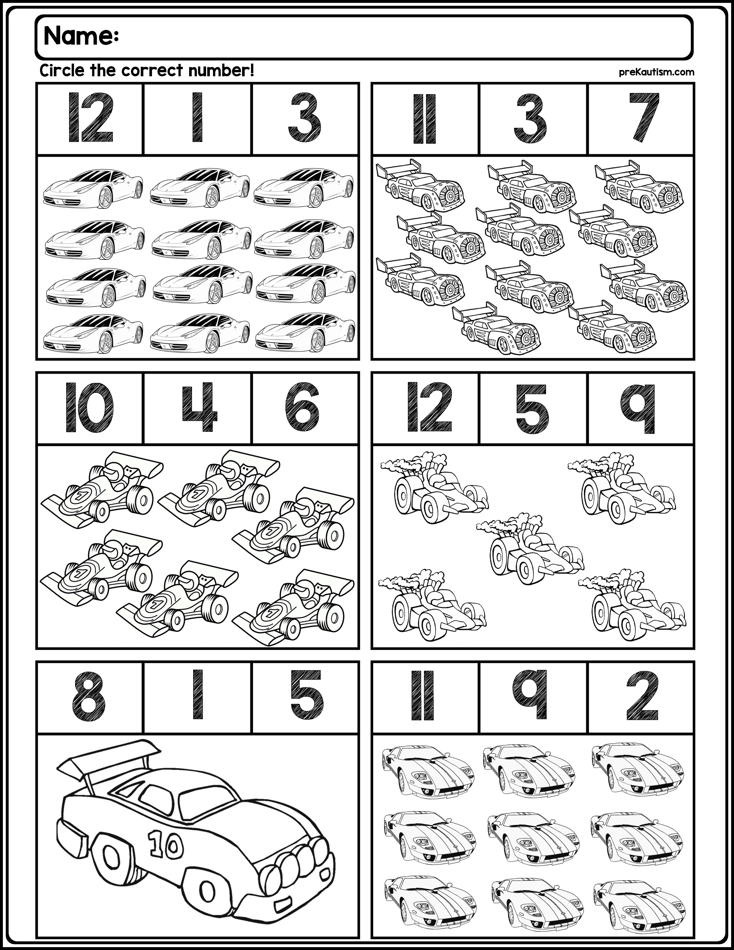 35 Preschool Math Worksheets 1-20