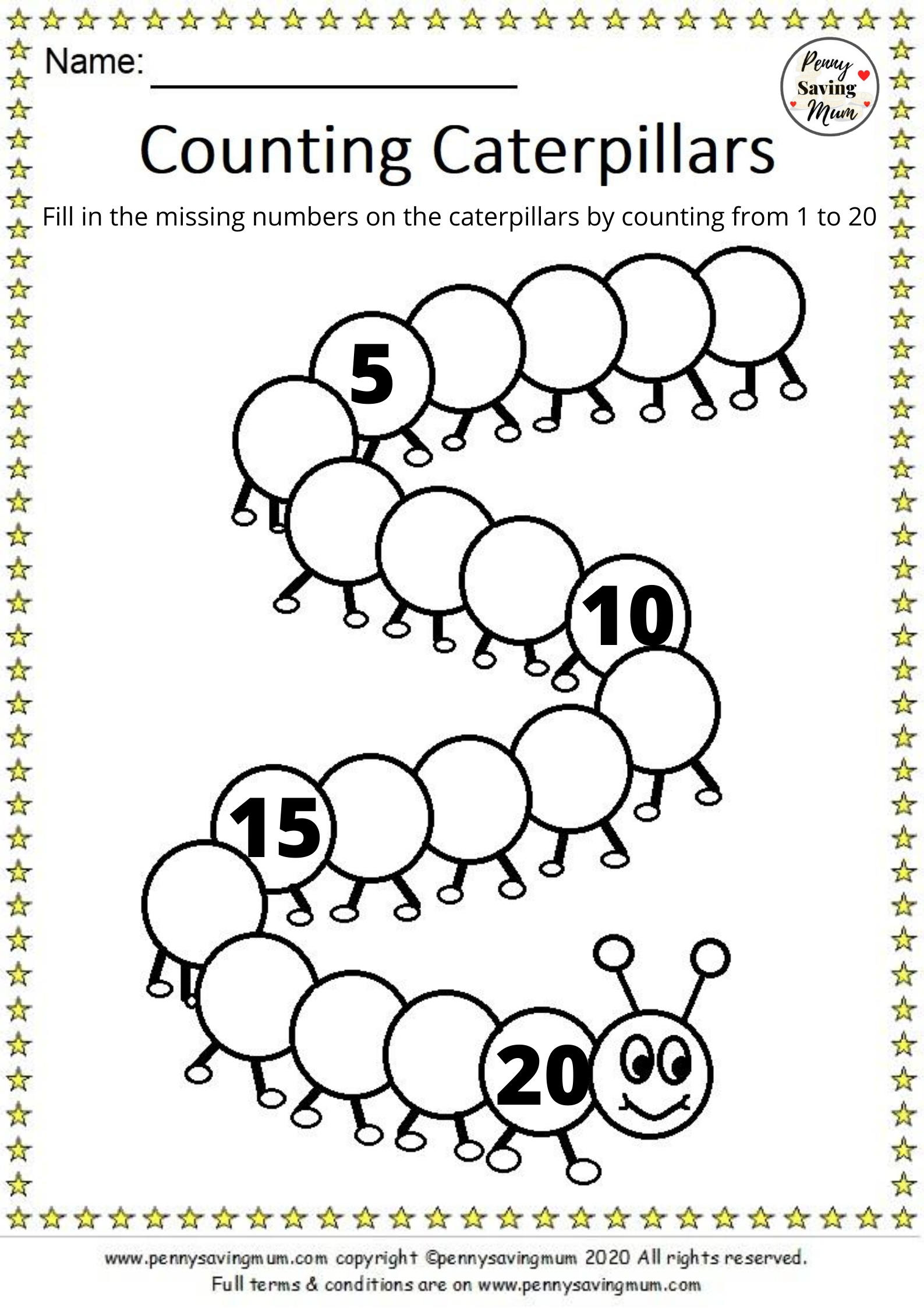 35 Preschool Math Worksheets 1-20