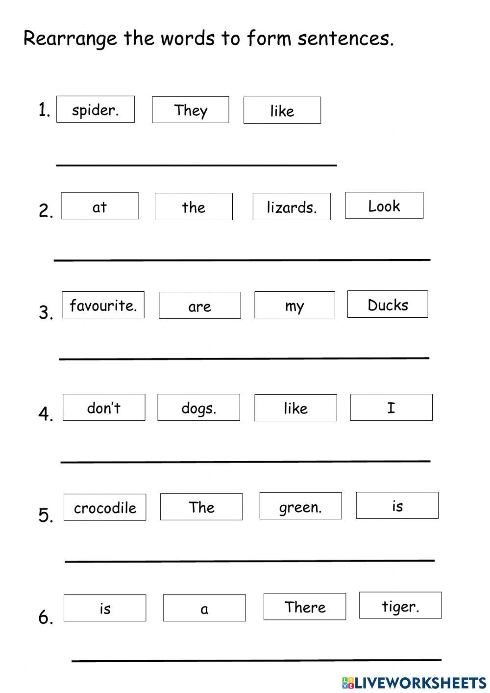 35 Rearrange Sentences Worksheets Kindergarten