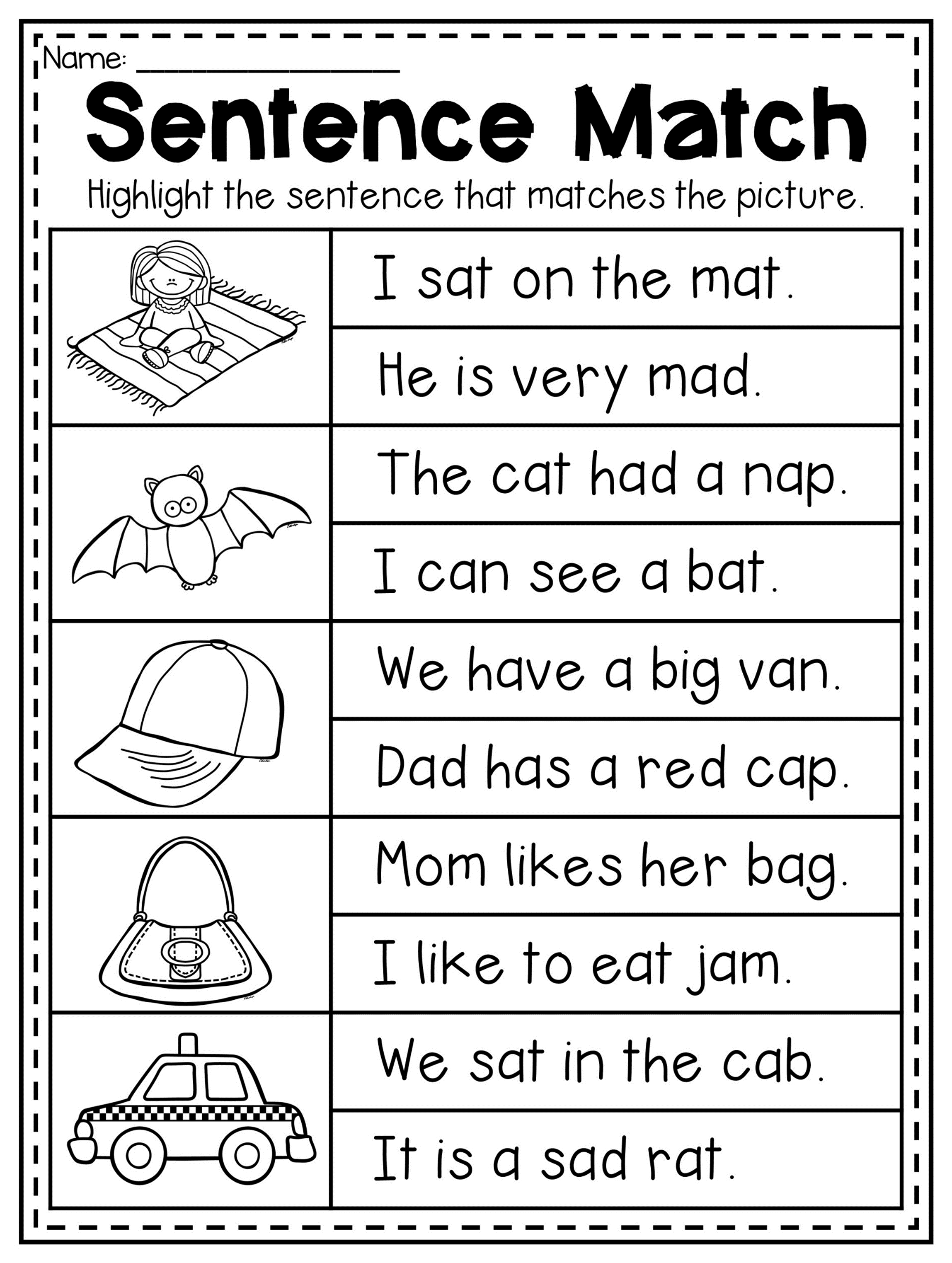 35 Rearrange Sentences Worksheets Kindergarten