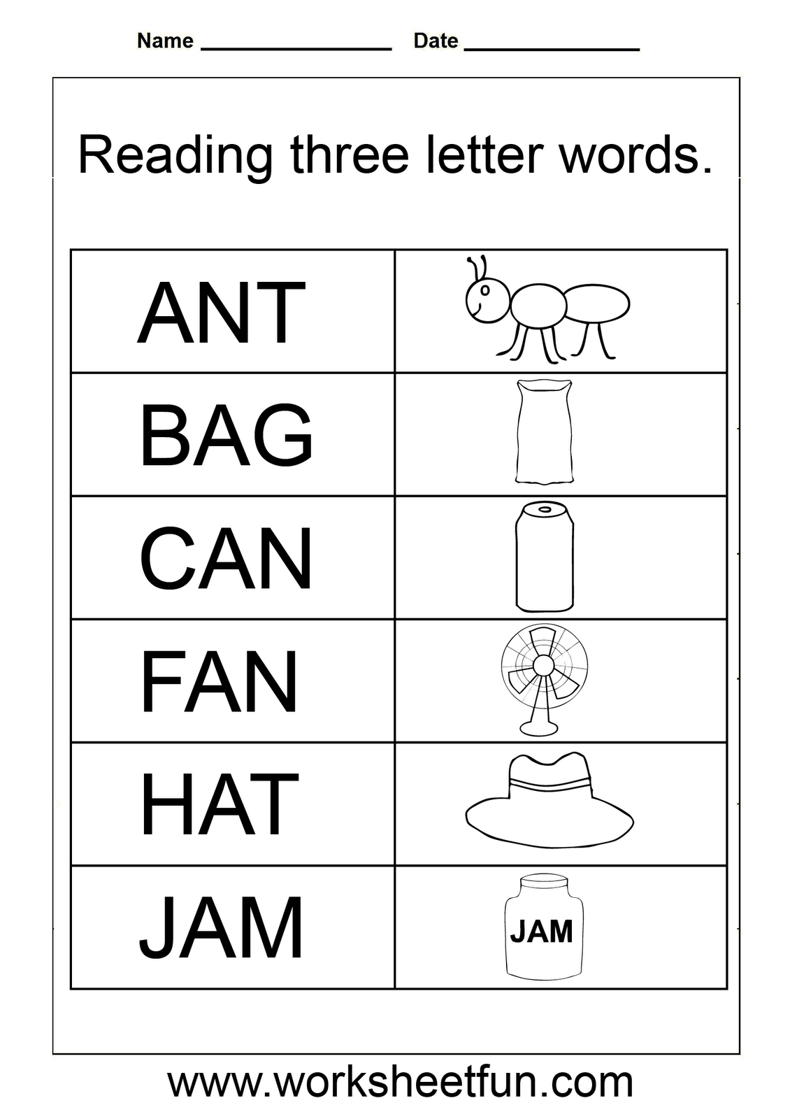 35 Three Letter Words Worksheets Reading Kindergarten