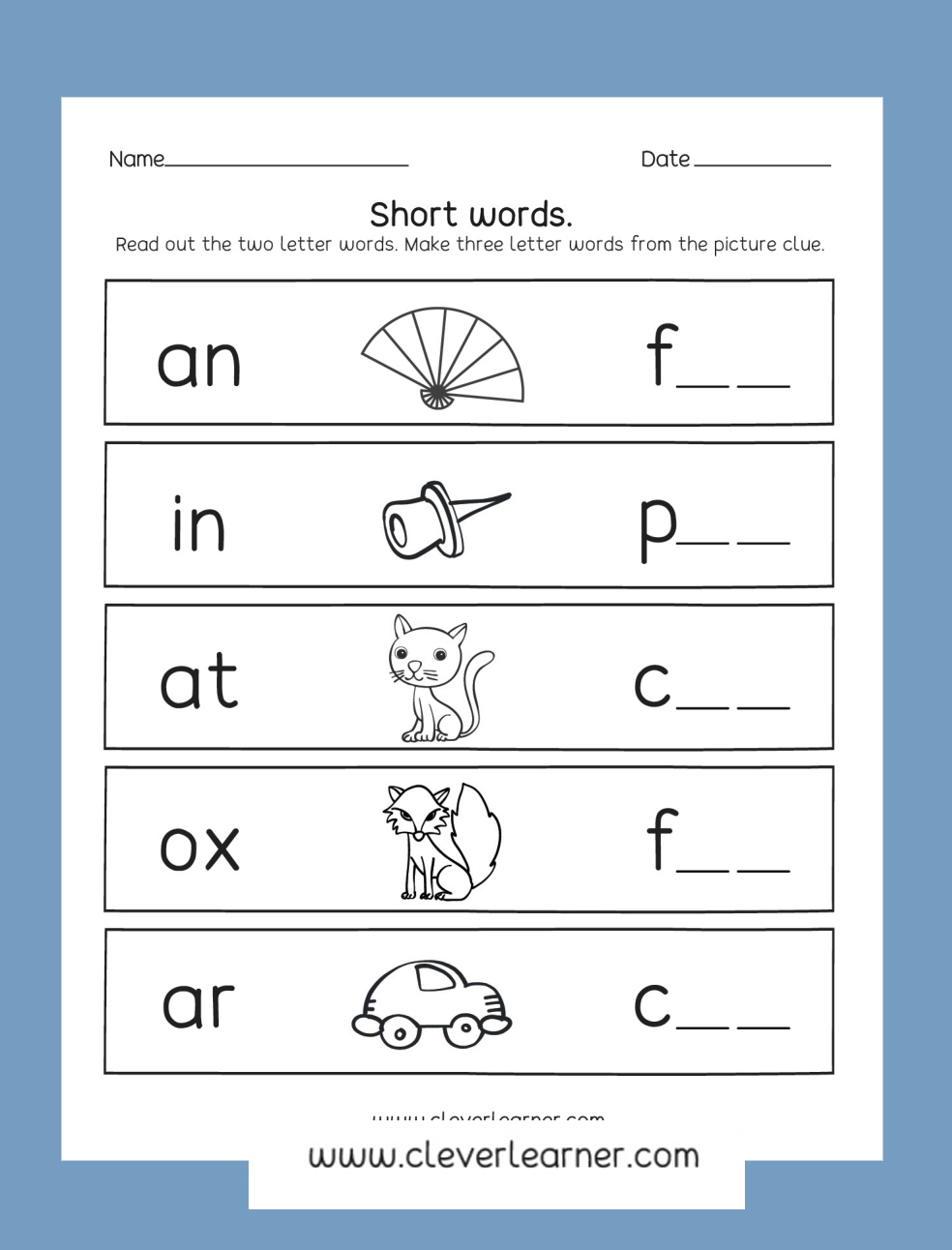 35 Three Letter Words Worksheets Reading Kindergarten