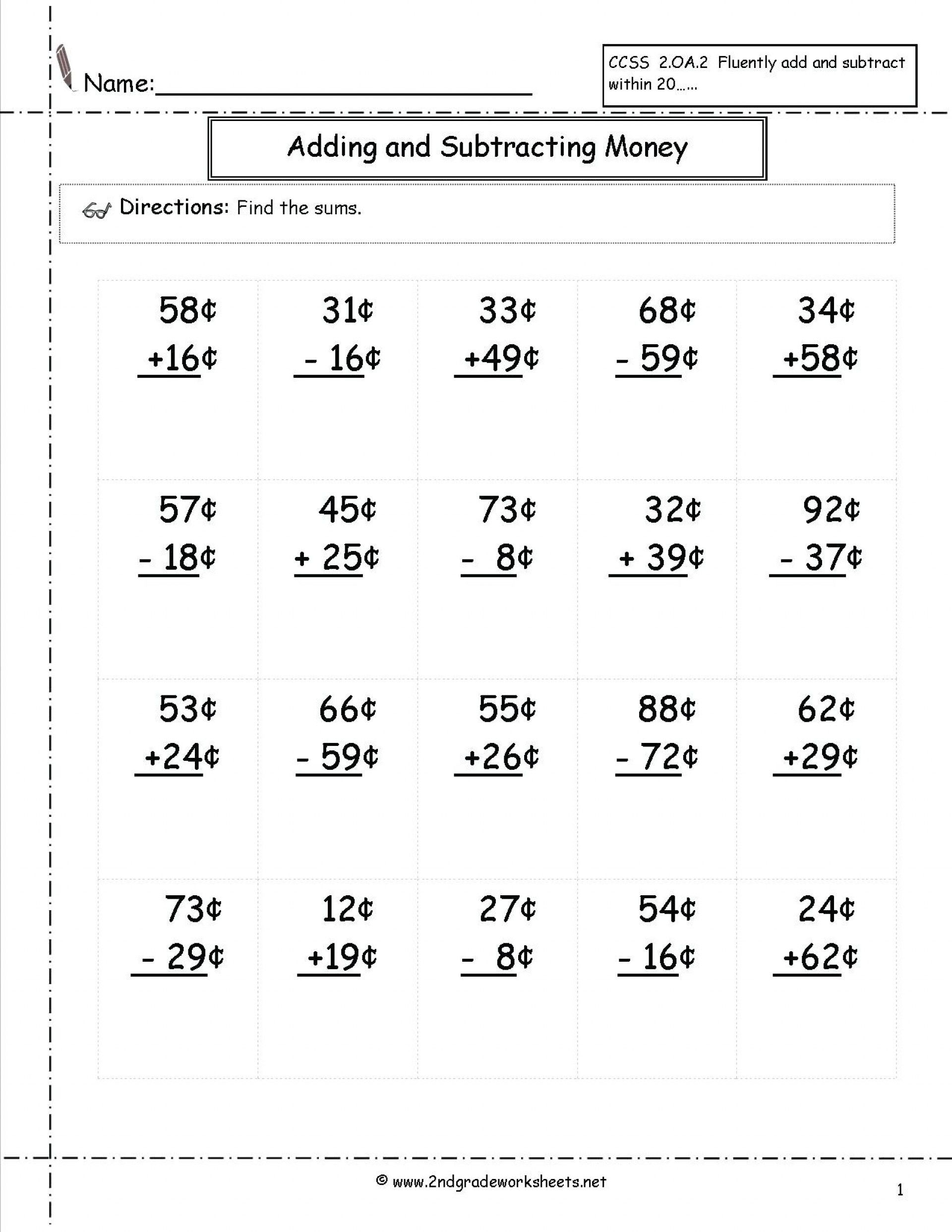 21 Addition And Subtraction Worksheets For 2Nd Grade