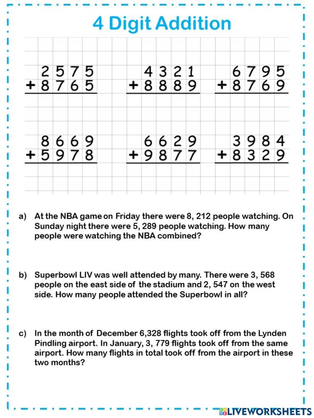 21 Addition No Regrouping Worksheets