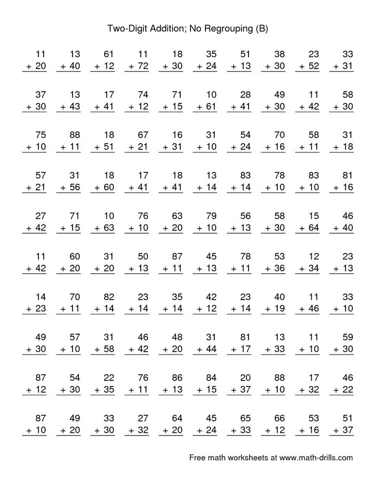 21 Addition No Regrouping Worksheets