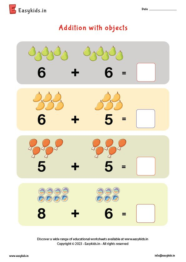 21 Addition Worksheets With Pictures 1-10