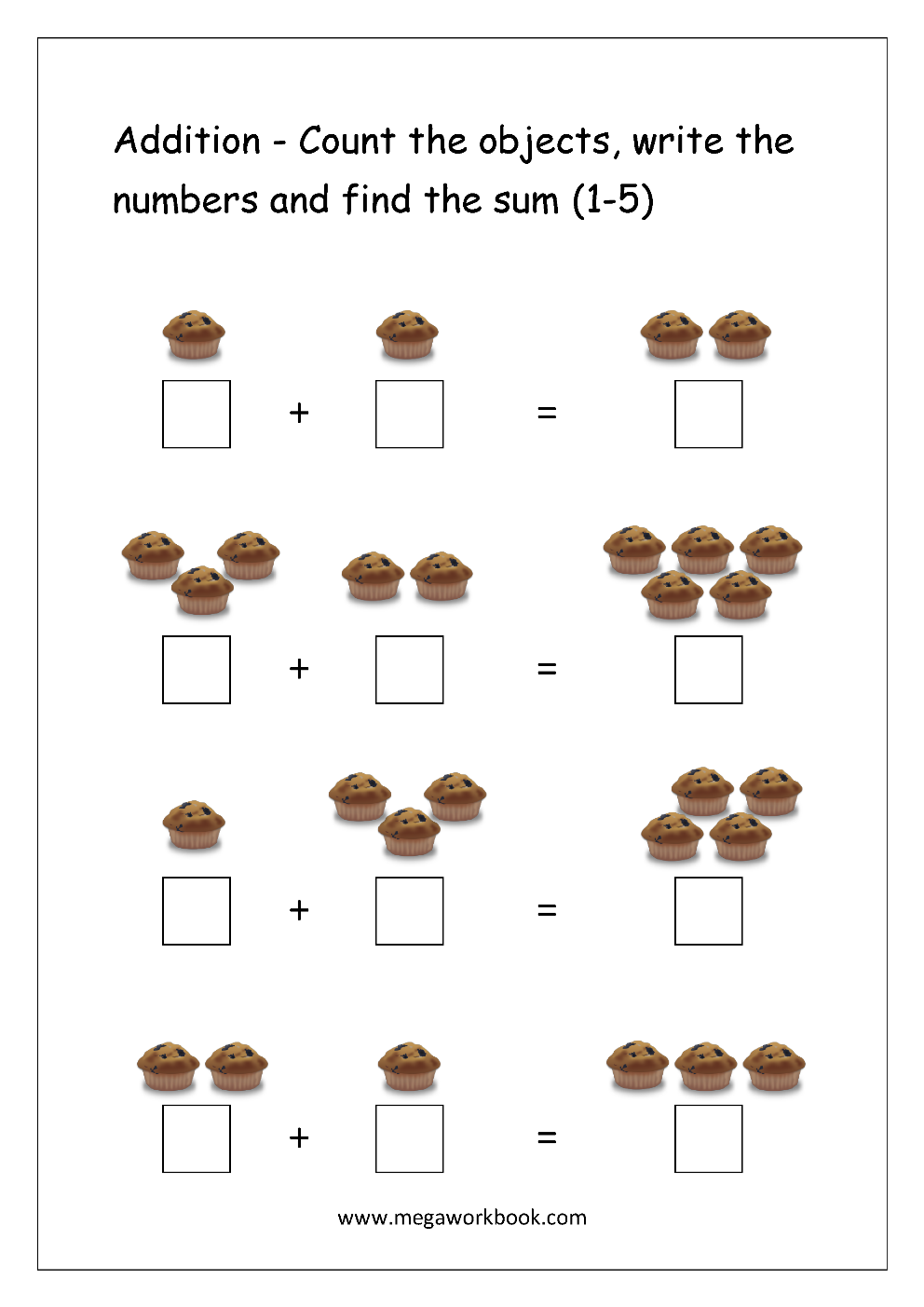 21 Addition Worksheets With Pictures 1-10