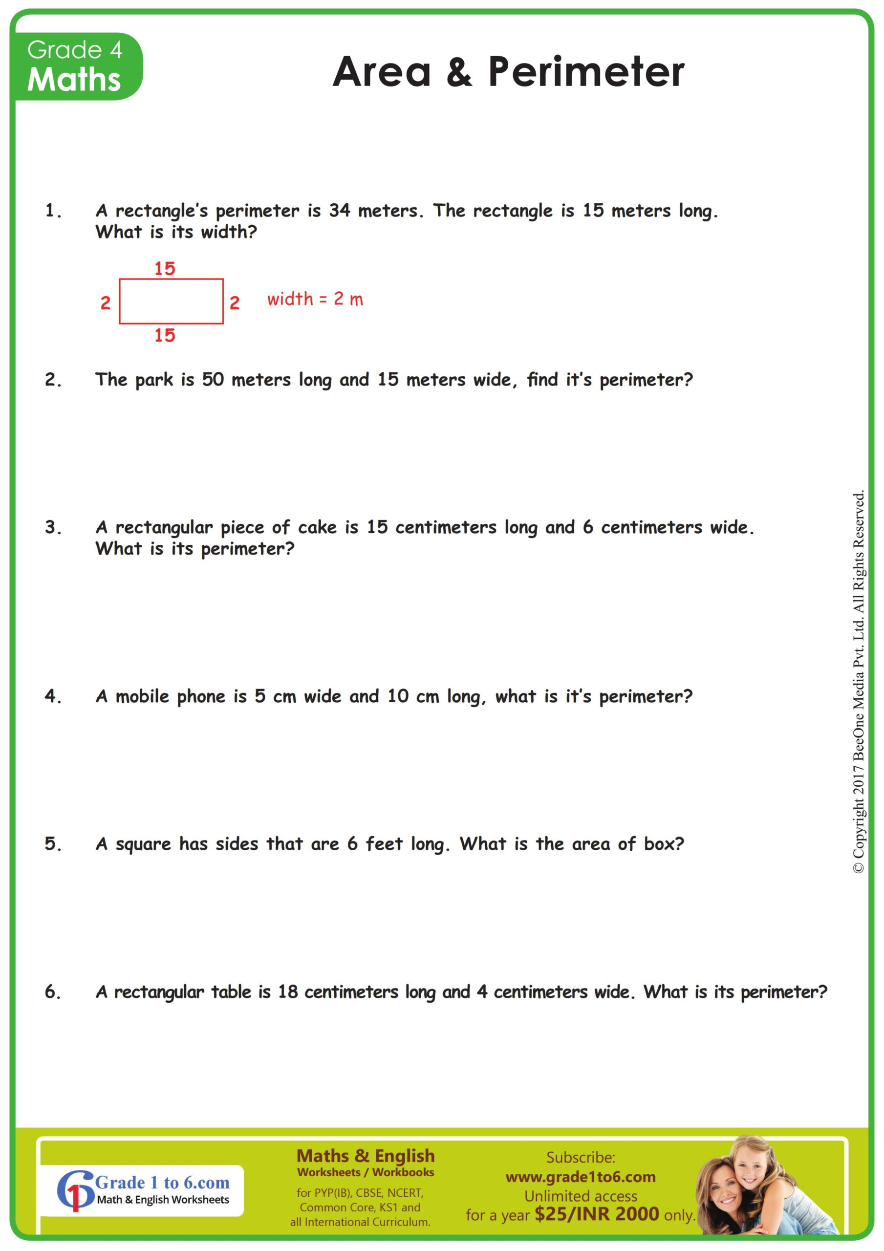 21 Area Perimeter Worksheets Class 4