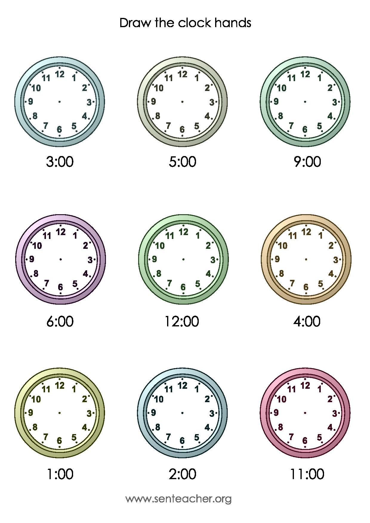 21 Clock Printable For Kids Math Worksheets