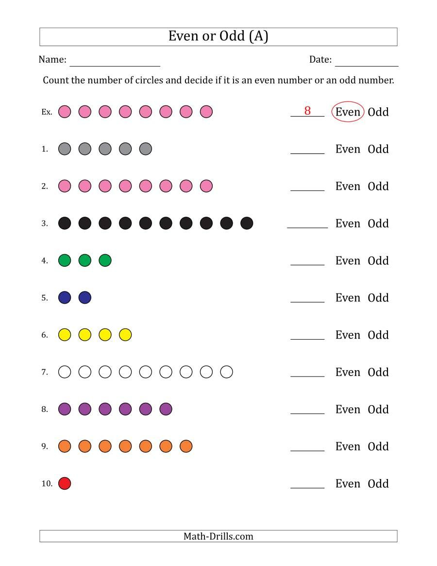 21 Even And Odd Numbers Worksheets Kindergarten