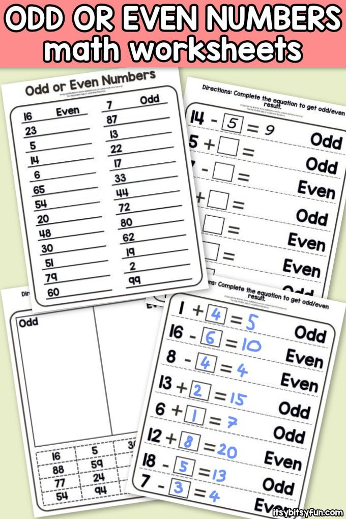 21 Even And Odd Numbers Worksheets Kindergarten