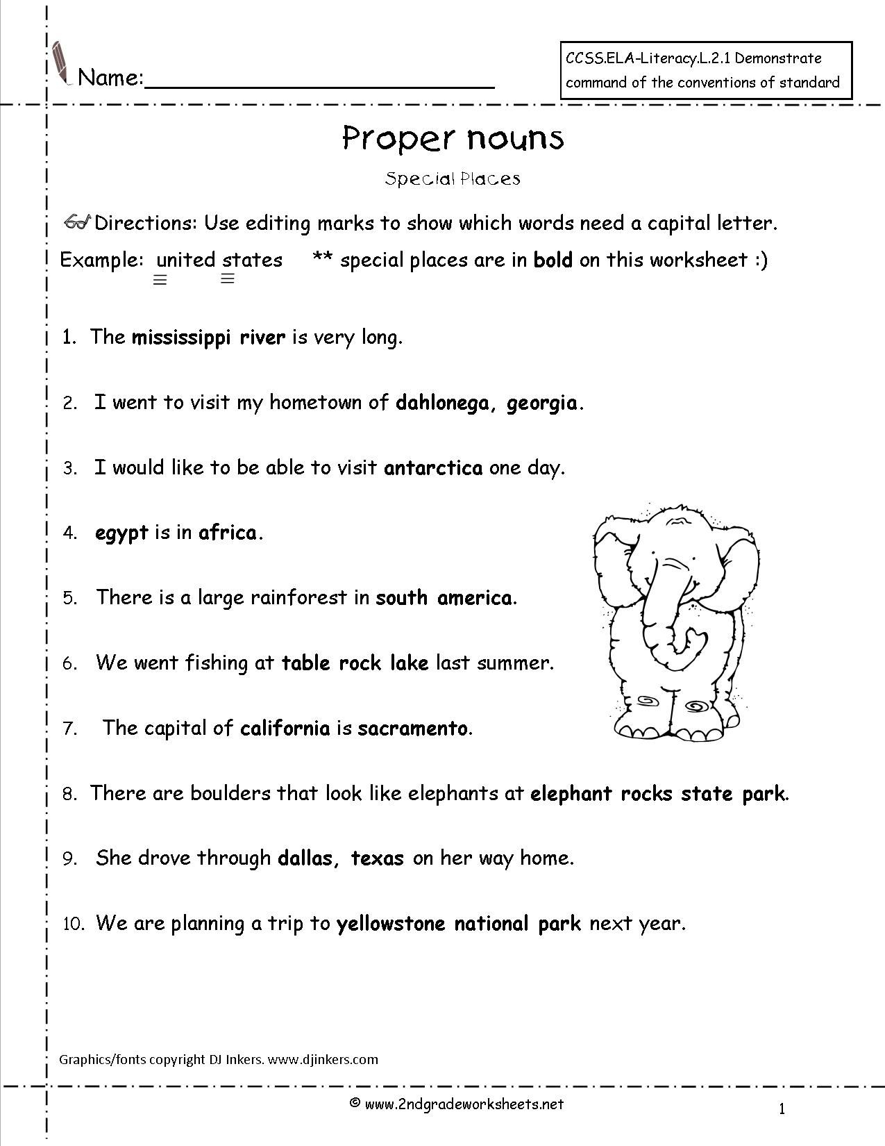 21 Grade 1 English Worksheets Noun