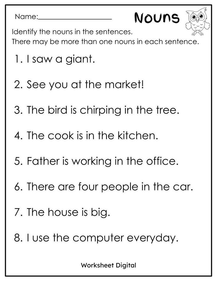 21 Grade 1 English Worksheets Noun